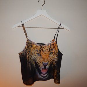 Sheer Tiger Spaghetti Strap Top